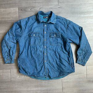 NWOT Vintage Arrow Blue Jeans Co. Fleece Lined Denim Button Down Shacket Size XL